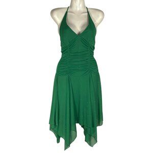 Taboo Womens Y2K Halter Dress XS Green Fairy Tinkerbell Prom Whimsical Party